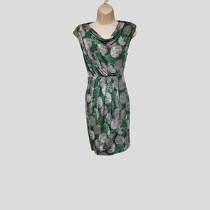 Valerie Bertinelli Cow-Neck Multicolor Black/Green Dress Size 8